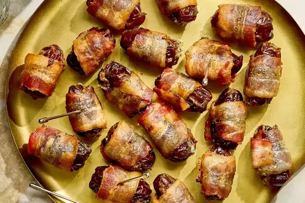 Elevate Your Holiday Appetizers: Three-Ingredient Bacon-Wrapped Dates with Blue Cheese