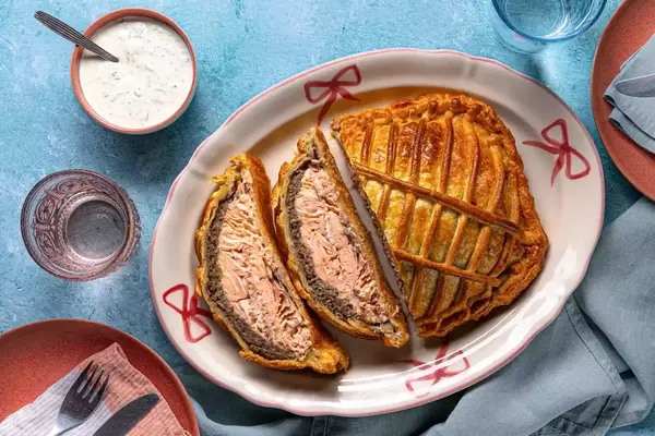 Elegant Salmon Encased in Pastry with Mushroom Duxelles
