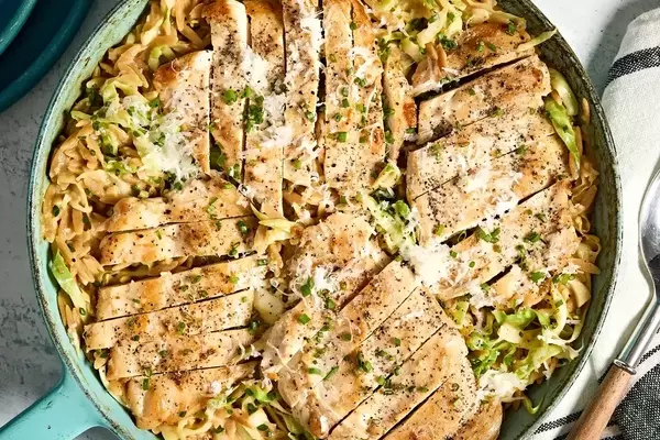 One-Pan Lemon Chicken Orzo with Tender Cabbage