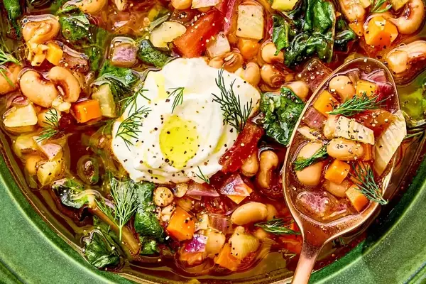 Hearty Black-Eyed Pea Stew with Swiss Chard and Lemon Dill