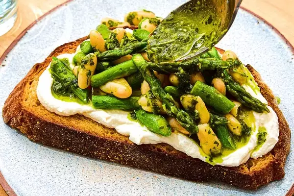 Spring Toast with Chimichurri, White Beans, and Asparagus